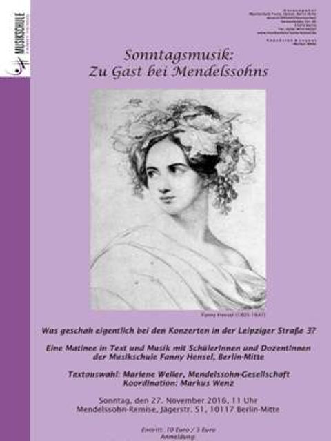 Plakat Sonntagsmusik 2016: Zu Gast bei Mendelssohns