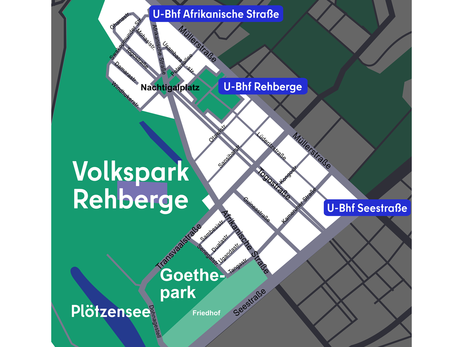 Bildvergrößerung: Straßenkarte des afrikanischen Viertels in Berlin