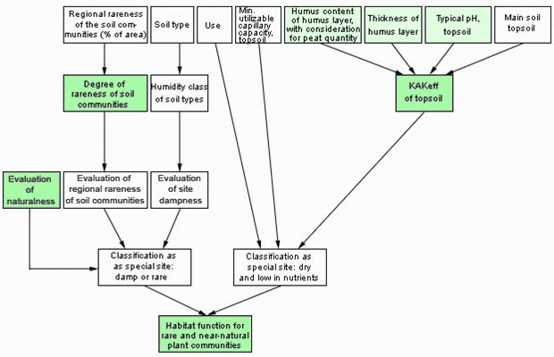 Fig. 1: Diagram for the evaluation of the habitat function of natural vegetation