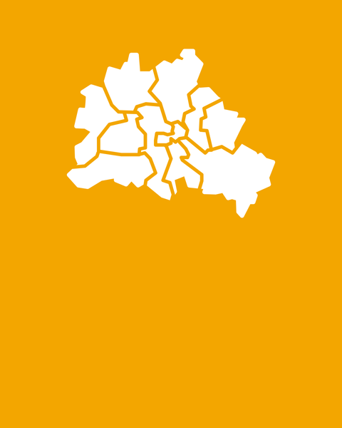Umrisskarte von Berlin mit Bezirksgrenzen.