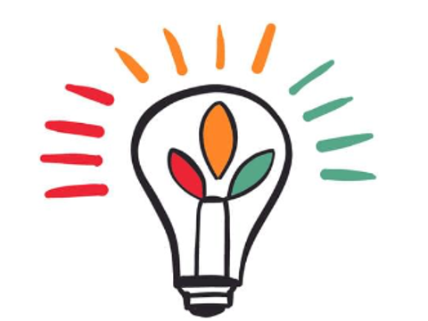 Glühbirne mit bunten Farben entsprechend dem Logo des Mitmach-Ladens