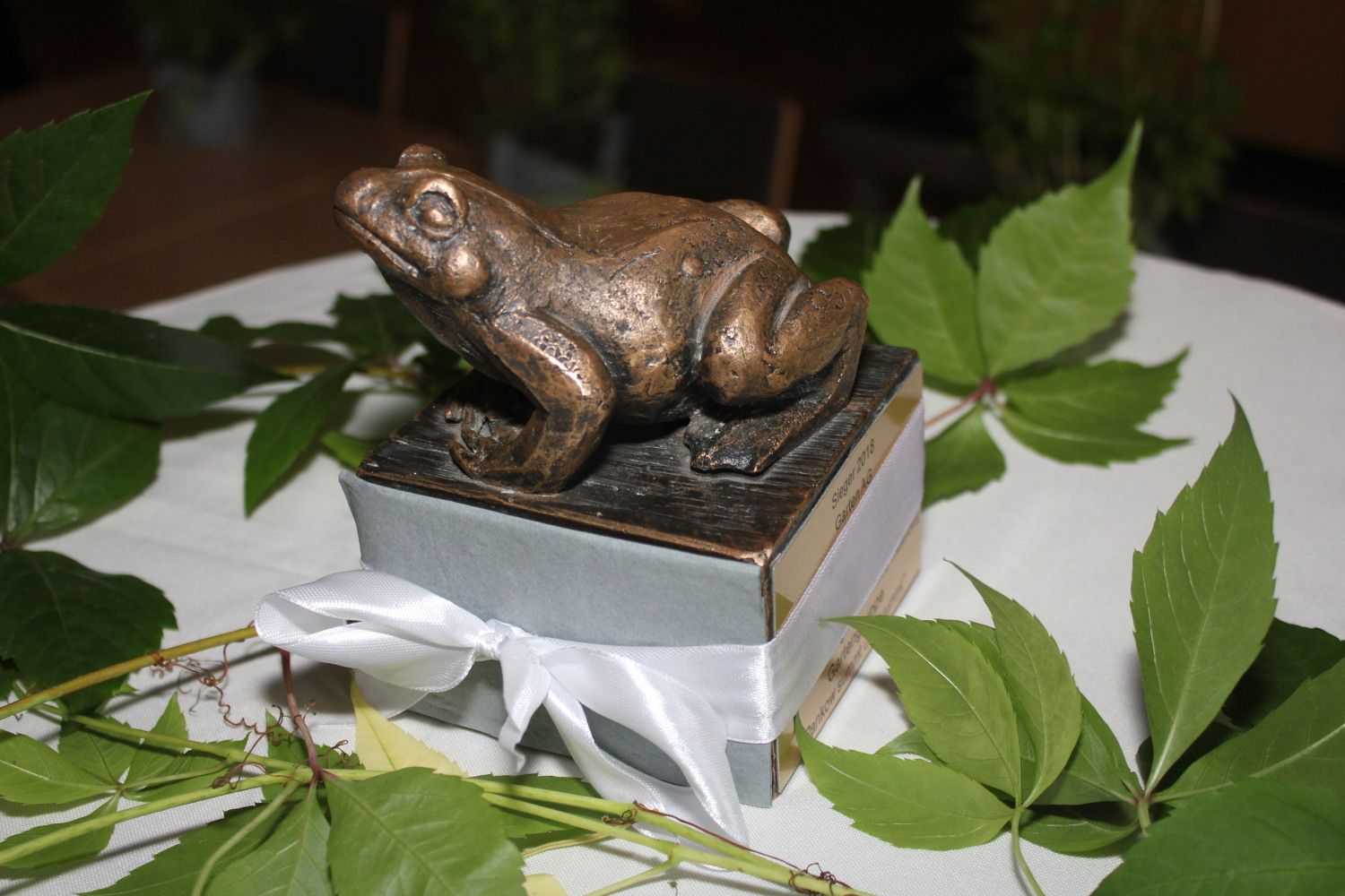 Seit 20 Jahren wird die „Goldene Kröte“ als Wanderpreis an die Gewinner des Pankower Umweltpreises verliehen. 