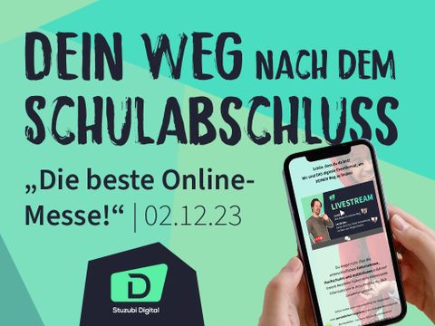 Smartphone-Display zeigt einen Livestream von der Stuzubi-Onlinemesse