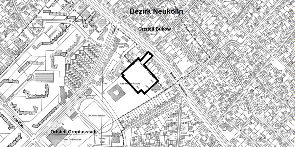 Ausschnitt des Übersichtsplan des Bebauungsplanes XIV-172-1