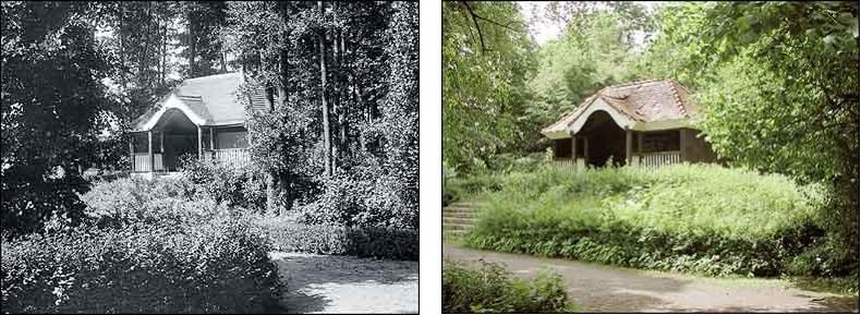 Fotovergleich historisch und heute - Unterkunftshalle im Volkspark Jungfernheide