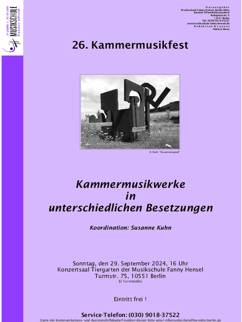 Bildvergrößerung: Plakat 26. Kammermusikfest 2024