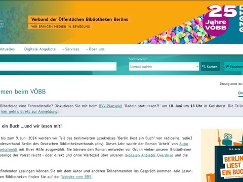 Screenshot VÖBB-Webseite