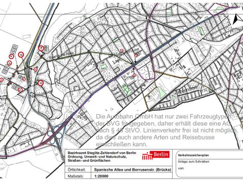 Bildvergrößerung: Verkehrszeichenplanung für die betroffenen Brücken zwischen Spanischer Allee und Borussenstraße