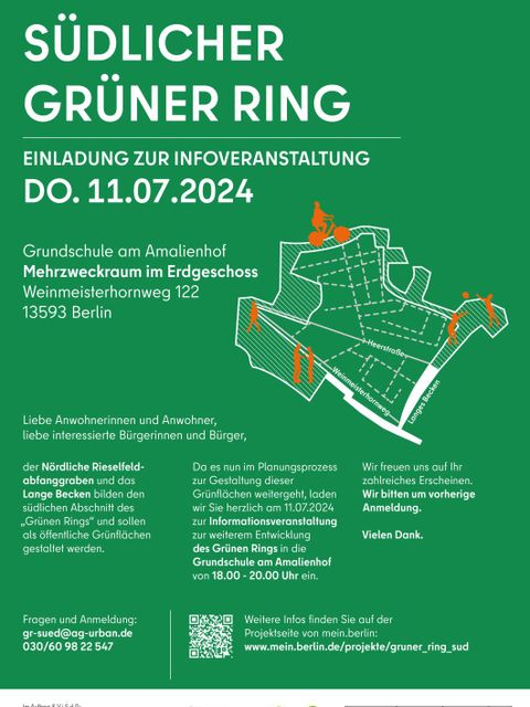 Bildvergrößerung: Plakat zur Informationsveranstaltung zum südlichen Grünen Ring am 11. Juli 2024