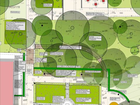 Plan über die Baumaßnahmen des Rosengartens im Franckepark