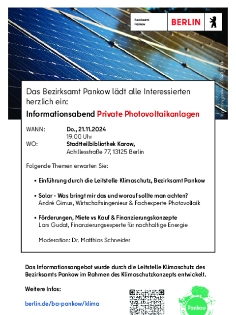 Informationsabend Private Photovoltaikanlagen