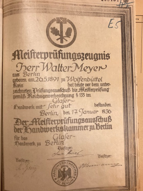 Bildvergrößerung: Meisterpruefungszeugnis Walter Meyer