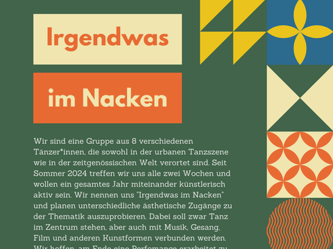 flyer von der gruppe irgendwas im nacken. die infos stehen auch neben dem bild 