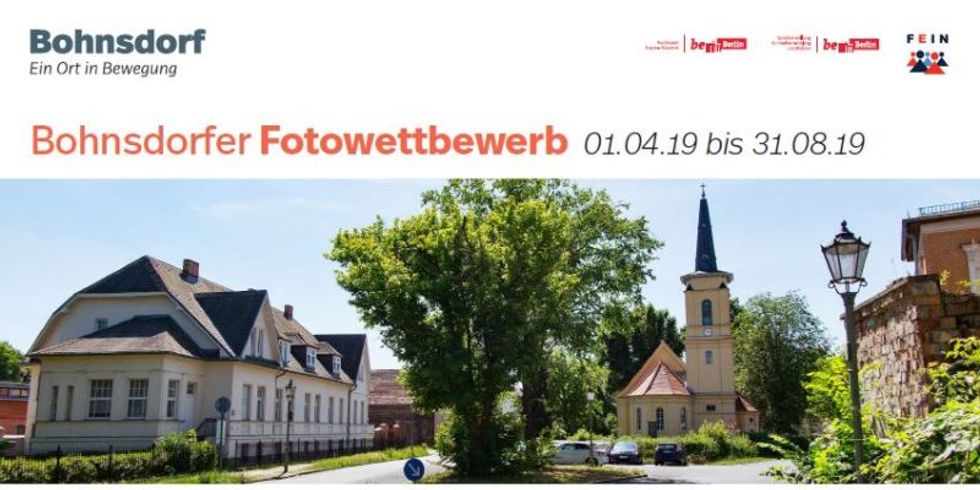 Bild mit Motiv Bohnsdorf und der Aufschrift: Bohnsdorfer Fotowettbewerb 01.04.2019 - 31.08.2019