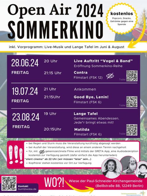 Bildvergrößerung: Flyer zum Open Air Sommerkino 2024 in Lankwitz