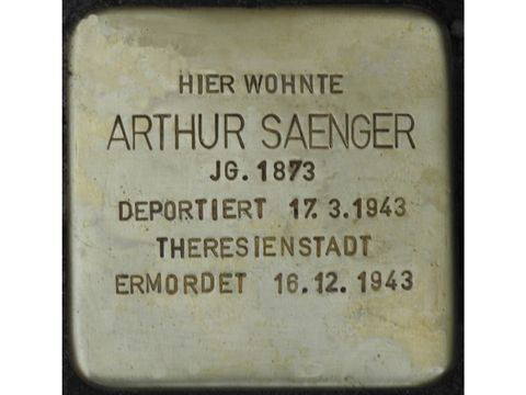 Bildvergrößerung: Stolpertein Arthur Saenger Johann-Georg-Straße 23 (2)