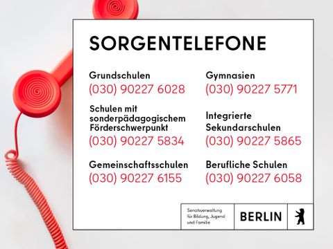 Telefonnummern des Sorgentelefons 