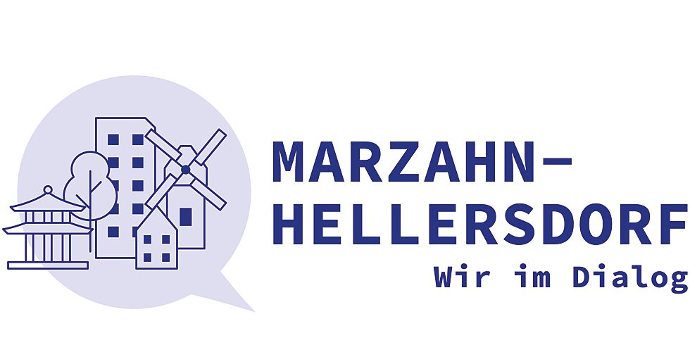 Wortbildmarke: Marzahn-Hellersdorf - "Wir im Dialog"