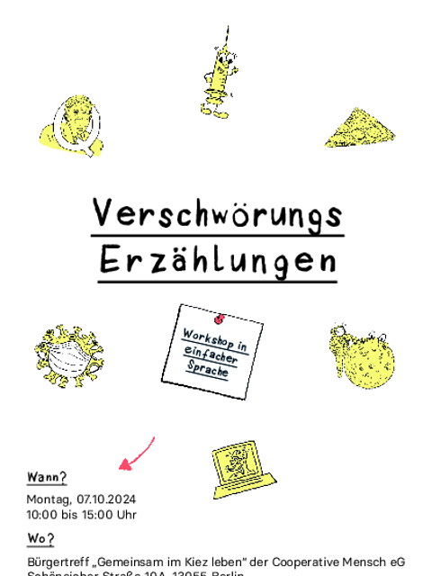 Flyer Verschwörungserzählungen in einfacher Sprache