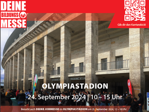 Olympiastadion mit Text Deine Bildungsmesse