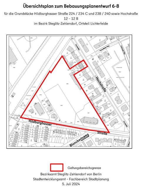 Bildvergrößerung: Übersichtsplan zum Bebauungsplanentwurf 6-8 (vom 5. Juli 2024)