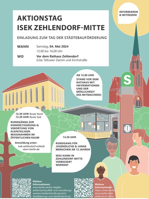 Bildvergrößerung: Einladungsflyer zum Aktionstag ISEK Zehlendorf Mitte am 04.05.2024