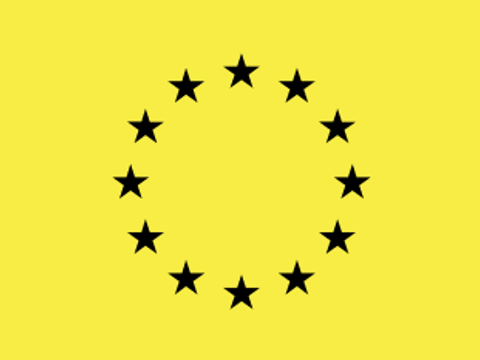 Icon von EU Logo auf gelbem Grund