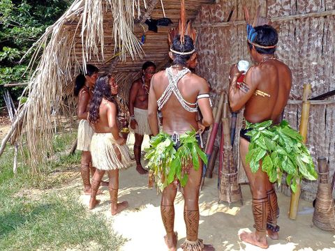 Amazonasbevölkerung in ihrer Umgebung