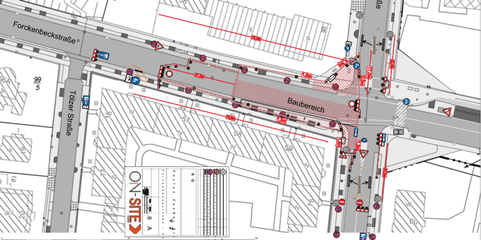 Kartenansicht der Baustelle an der Forckenbeckstraße