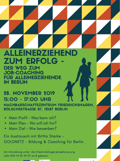 Bildvergrößerung: Flyer für die Veranstaltung "Alleinerziehend zum Erfolg" am 28.11.2019
