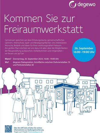 Plakat zur Freiraumwerkstatt der degewo am 26. September 2024