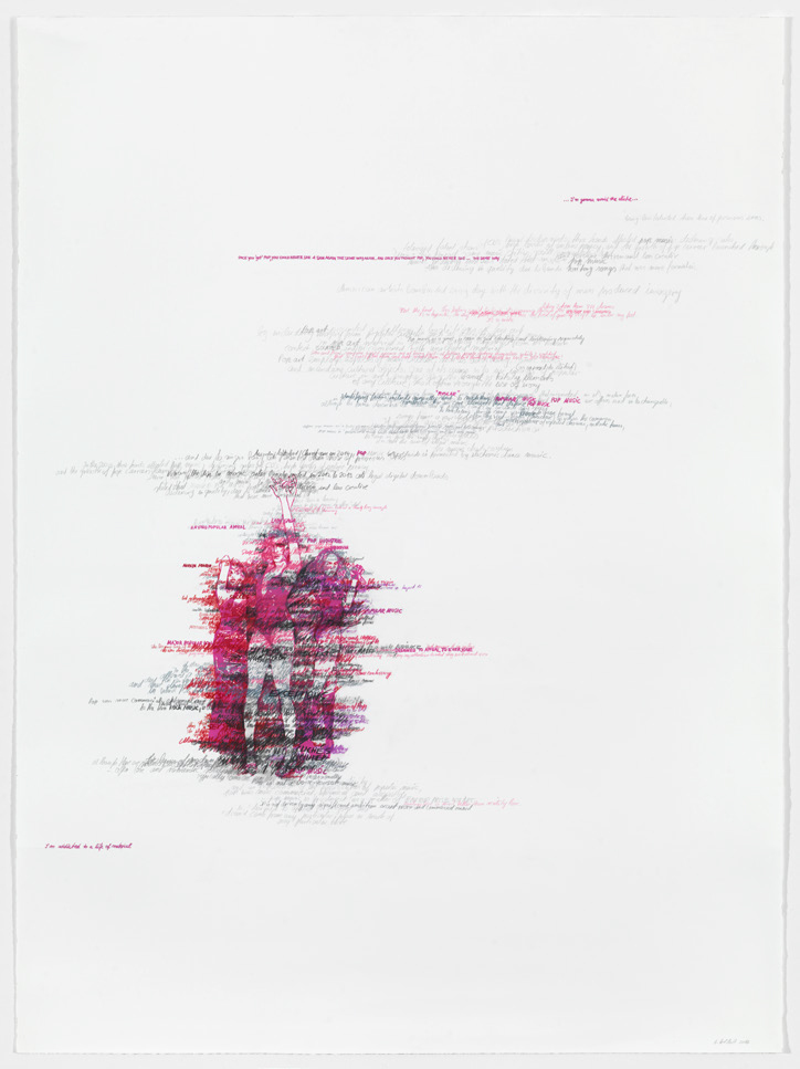 Brigitte Waldach: History Now _ Pop, 2016, Gouache, Graphit, Pigmentstift auf Bütten, 190 x 140 cm