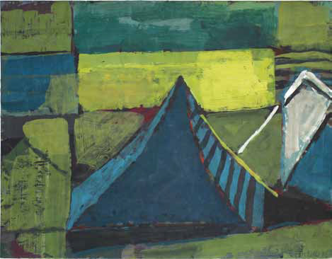 Manfred Zoller: Zelt am Meer · 2002 · Gouache auf Papier · 32 x 40 cm