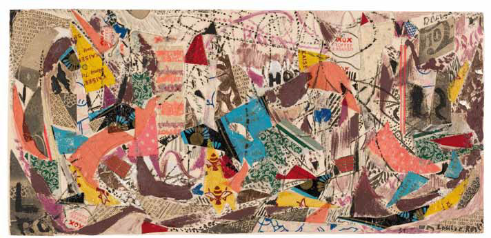 Louise Rösler: Straße · 1951 · Collage auf Velin · 15,1 x 32,4 cm