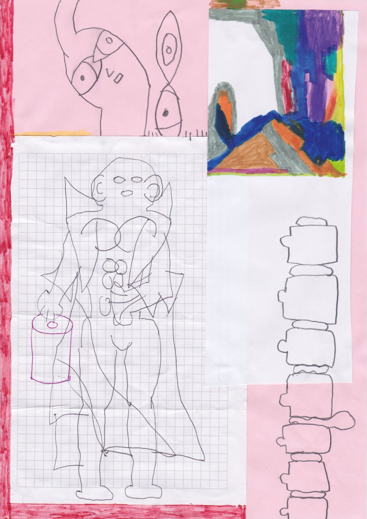 Paul Waak: 030762019, 2019, Graphit, Kugelschreiber, Filzstift auf Papiercollage, 29,7 x 21,0 cm, S. 50 2019 076