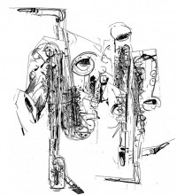 gezeichnete Saxophone