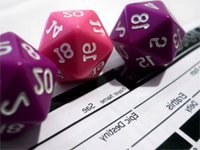 drei Würfel für das Spiel Dungeons & Dragons