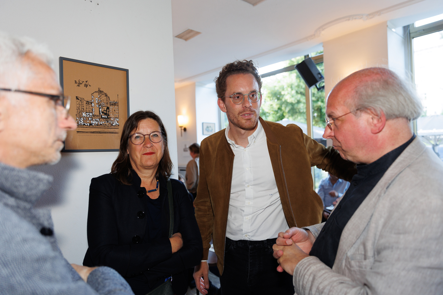 Christoph Rauhut und Sabine Ambrosius vom Landesdenkmalamt im Gespräch mit Achim Bahr