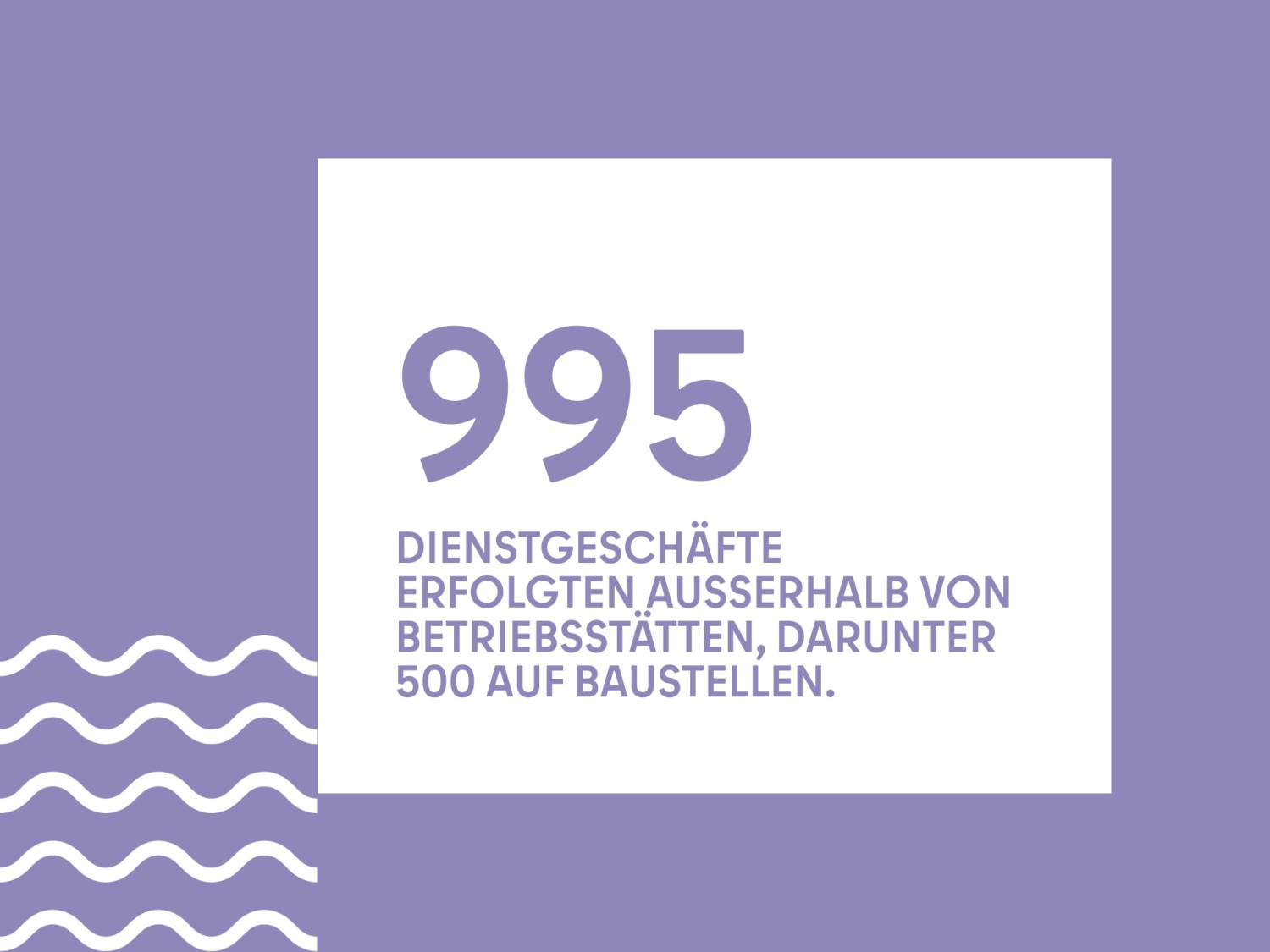 995 DIENSTGESCHÄFTE ERFOLGTEN AUSSERHALB VON BETRIEBSSTÄTTEN, DARUNTER 500 AUF BAUSTELLEN.