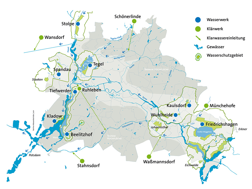 Wasserwerke, Gewässer und Wasserschutzgebiete in Berlin