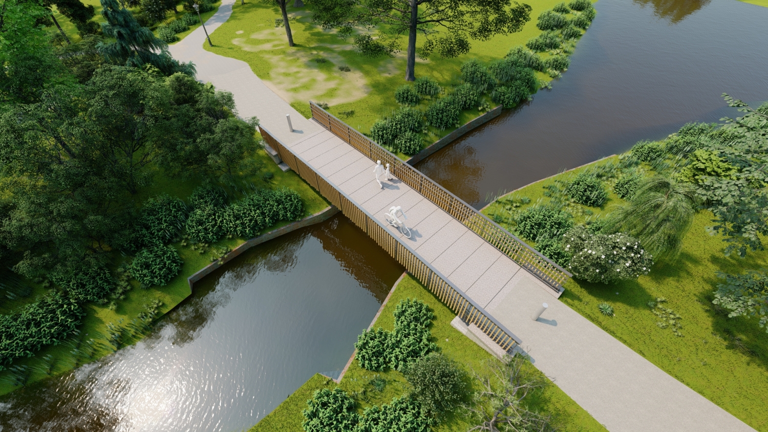 Visualisierung Südparkbrücke: Vogelperspektive